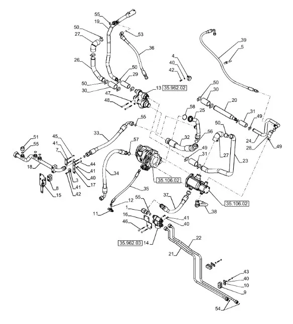 51581294 - Патрубок 2" угл. трубок насоса гидр.T9./St."